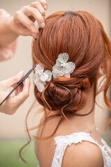 woman with hair rollers