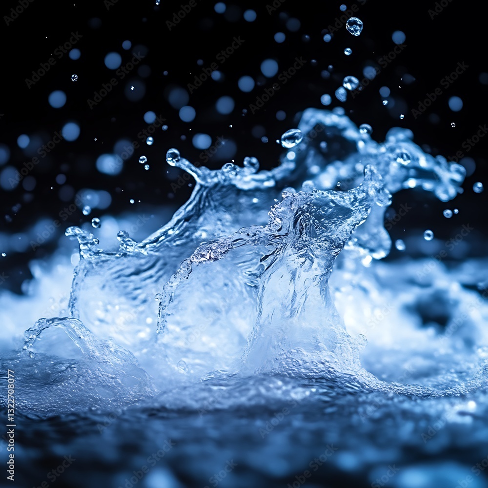 Poster a dynamic and textured capture of splashing and spraying water droplets