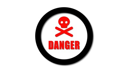 Danger logo icon on a white background, designed to catch attention with striking clarity and contrast.