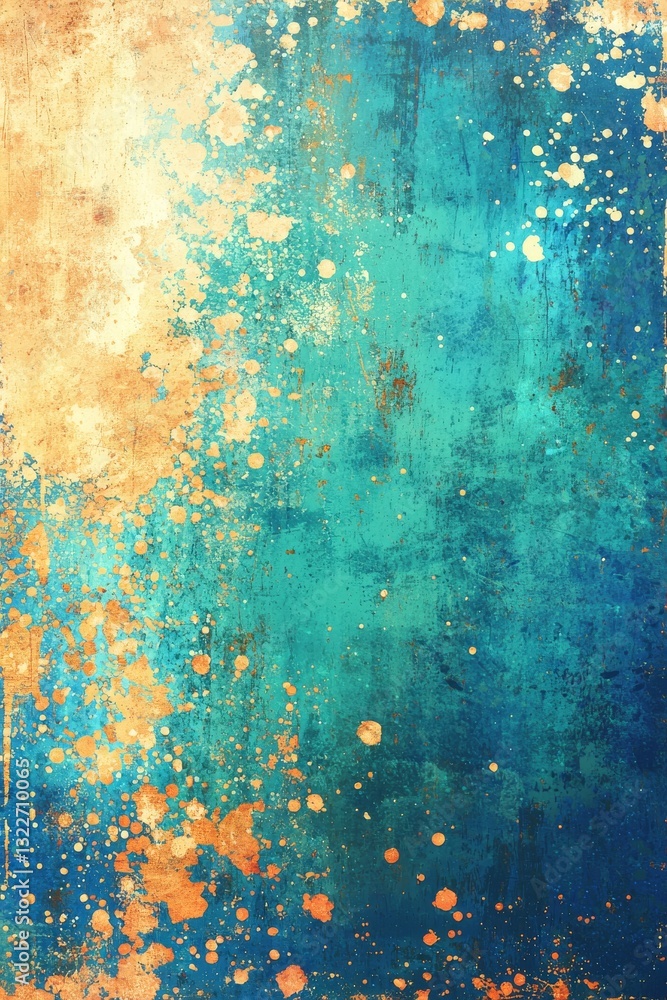 Poster a vibrant abstract background featuring splashes of blue, green, and gold, creating an artistic and 