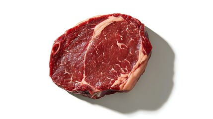 Raw Ribeye Steak Isolated on White Background