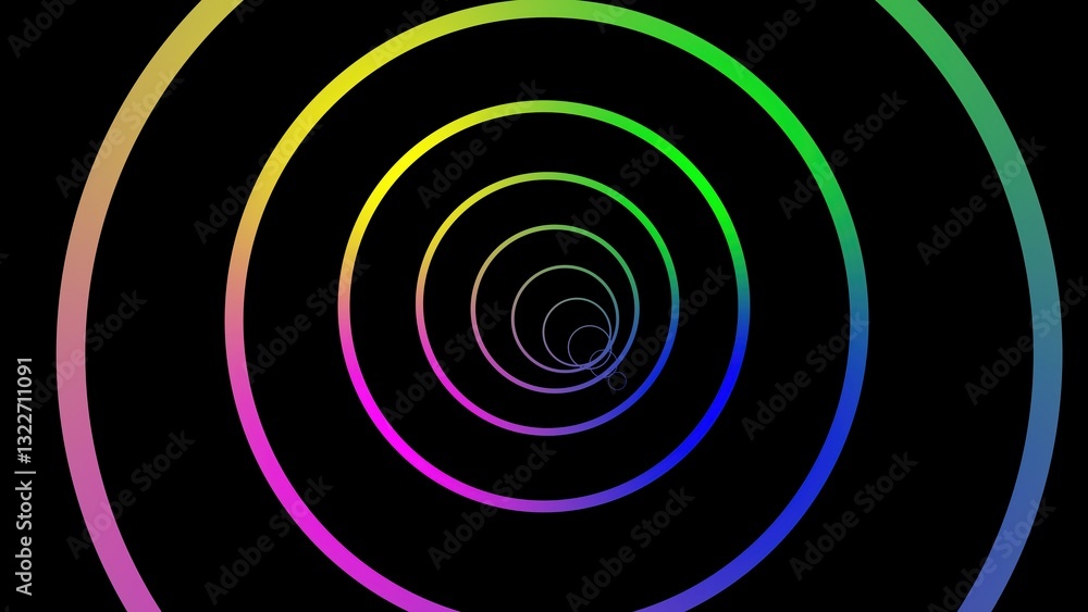 Poster concentric line wave neon composition, producing a mesmerizing visual effect, commonly used in moder