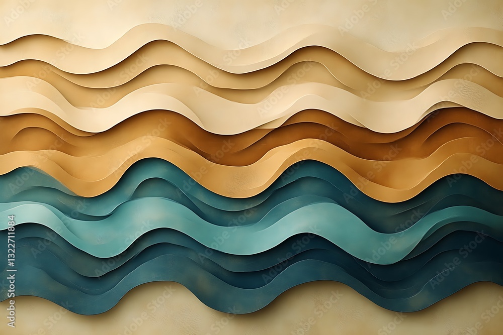 Poster abstract design of layered waves and colors creates a pattern