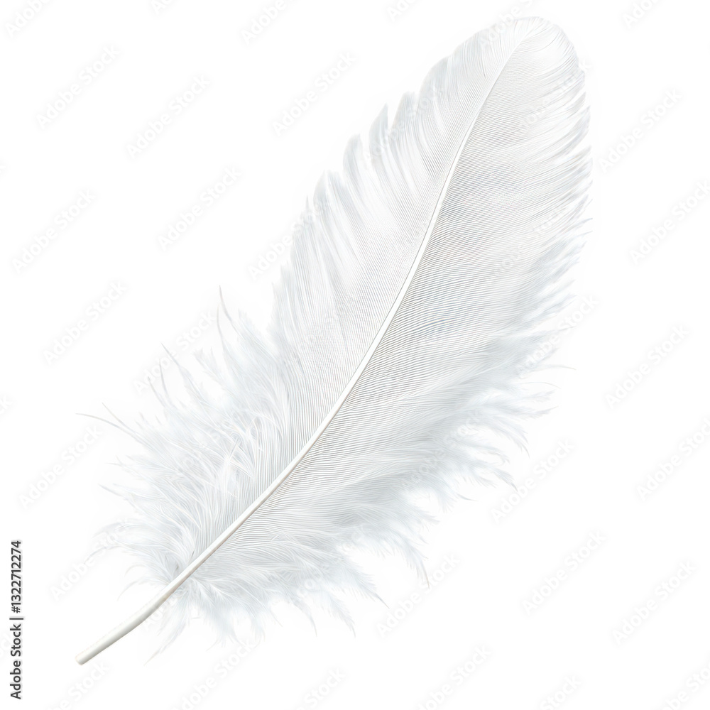Poster a soft fluffy white feather rests against a smooth neutral background showcasing its delicate textur