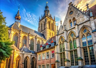 Fototapeta premium Breda Grote Kerk Partial View, Netherlands - High Depth of Field Photography