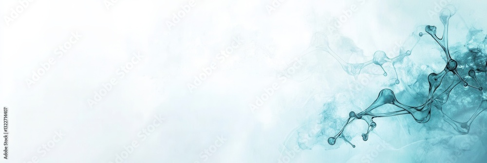 Fototapete abstract molecular structure on a clean background with light blue and white hues creating a scienti