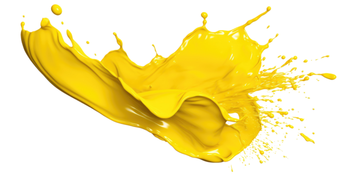 yellow paint splashes on transparent background