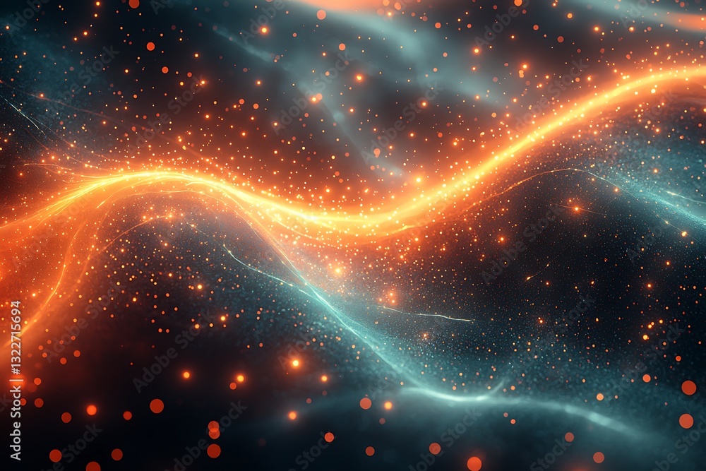 Poster an abstract visualization of flowing energy and celestial particles