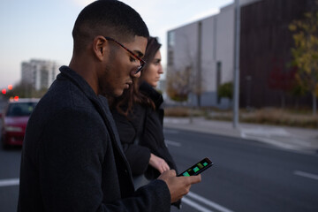 Couple strolling in the city