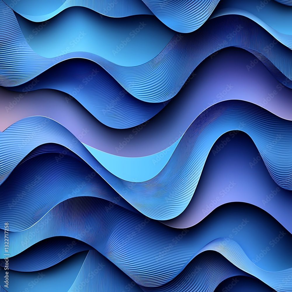 Aufkleber abstract blue waves overlap creating a sense of flowing design