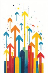 Abstract Colorful Upward Arrows Representing Growth and Progress
