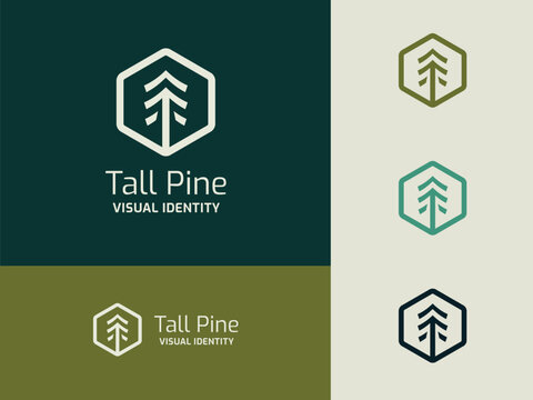 Pine tree logo symbol design