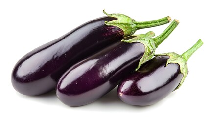 Three Eggplants isolated on white background