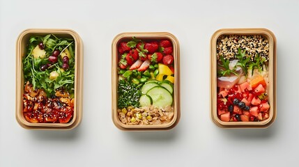 Healthy Lunch Boxes isolated on white background