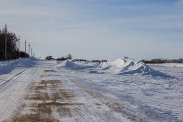 deep snow along a country road