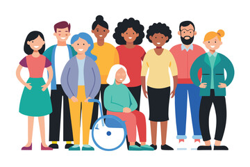 Crowd of different people of different races