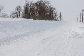 deep snow along a rural minnesota road