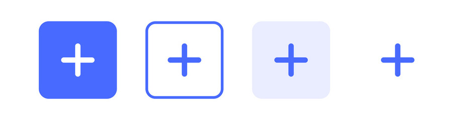 Blue add icon set