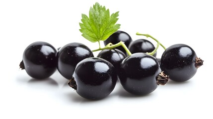 Fototapeta premium Black currant isolated on white background full