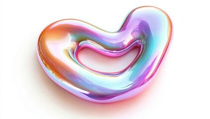 Iridescent heart-shaped abstract object.