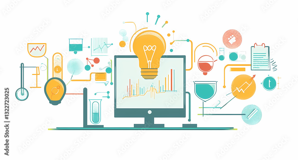 Poster idea generation: a dynamic illustration showcasing innovation, creative ideas, and technological adv