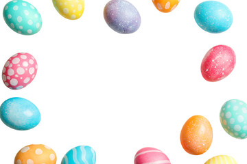 PNG, Easter, set of painted Easter eggs, with space for text, isolated on white background