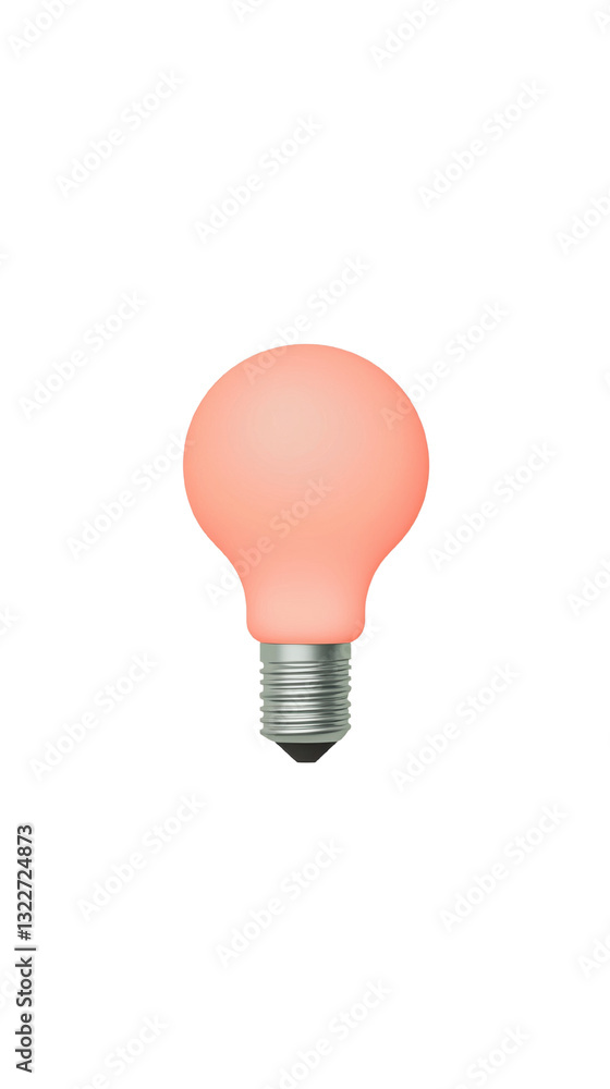 Poster a soft pink light bulb with a rounded shape, designed for illuminating spaces with a warm glow.