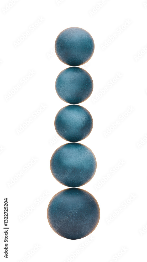 Poster a stack of five blue spheres arranged vertically, showcasing smooth surfaces and varying sizes.
