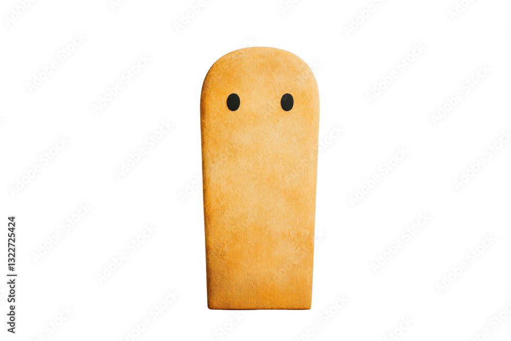 Poster a simple, yellowish object resembling a ghost with two round eyes.
