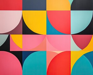 Vibrant Geometric Shapes in Bold Colors for Abstract Art Collection