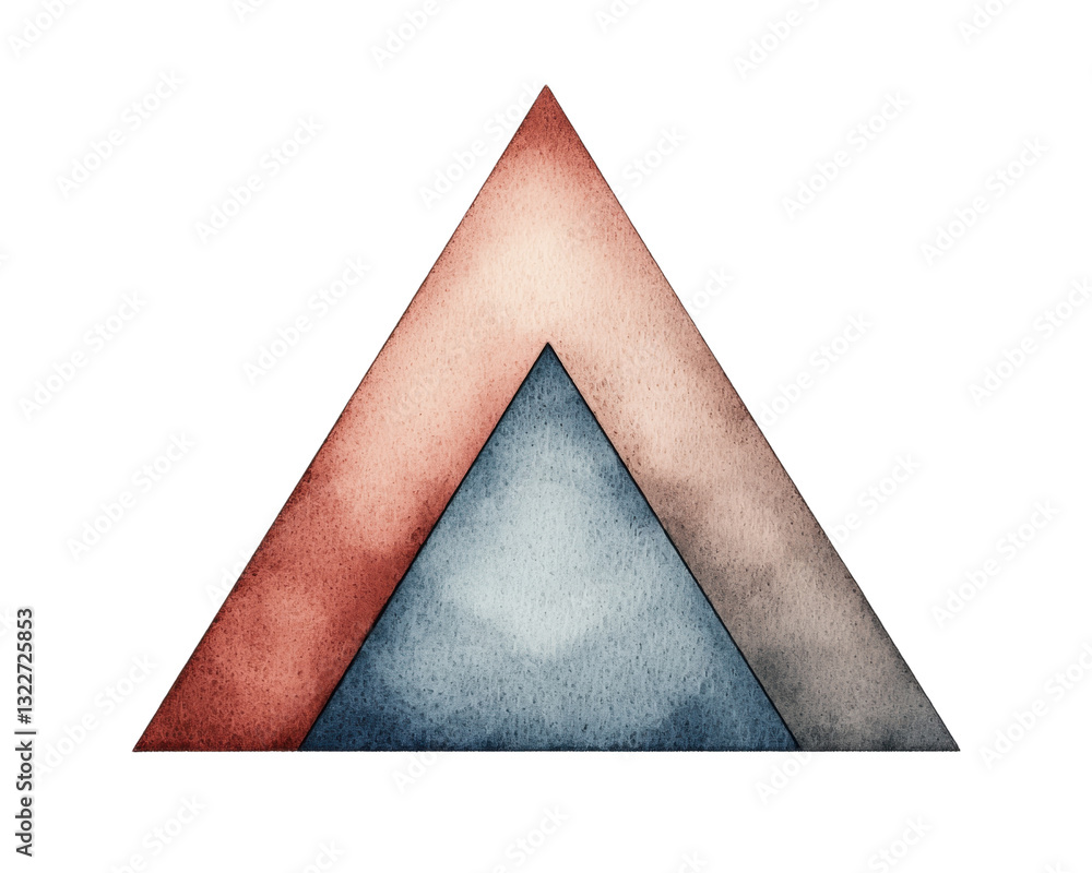 Poster three overlapping triangles in shades of red, blue, and gray, creating a visually striking geometric