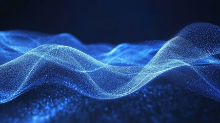 Fototapeta premium Attract Blue Line Movement, Abstract Wave Line, Light Technology Background, Copy Space..., 