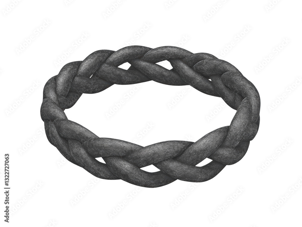 Poster a braided ring made of dark material showcasing intricate weaving patterns.