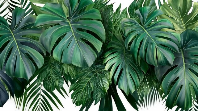 Vibrant tropical leaves create a lush backdrop for nature-inspired decor in a bright setting
