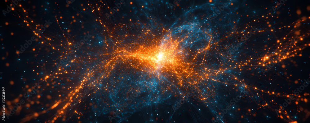 Aufkleber celestial nexus: an abstract cosmic visualization featuring swirling nebulae and a vibrant explosion