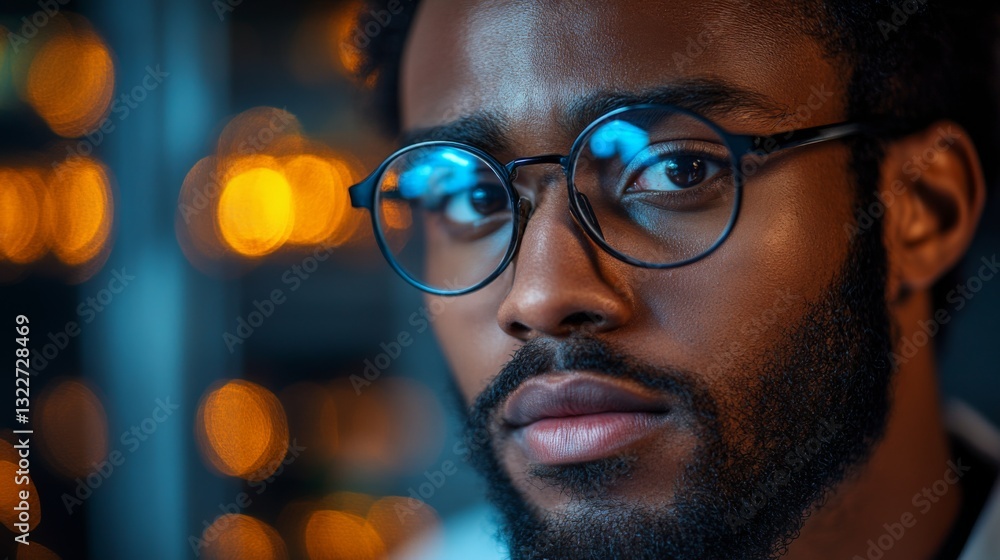 Poster A focused individual examines the principles of quantum computing, highlighting concepts like qubits, superposition, and entanglement linking to encryption and security.