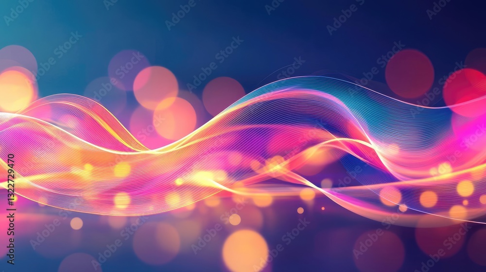 Poster minimalist graphic design abstract background concept. colorful abstract wave design with luminous b