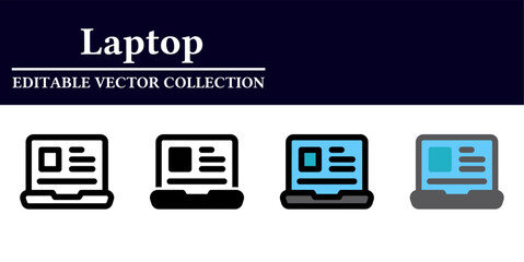 Laptop icon on white background. laptop symbol. Line, glyph, colored outline, flat icon style. For web and mobile design.