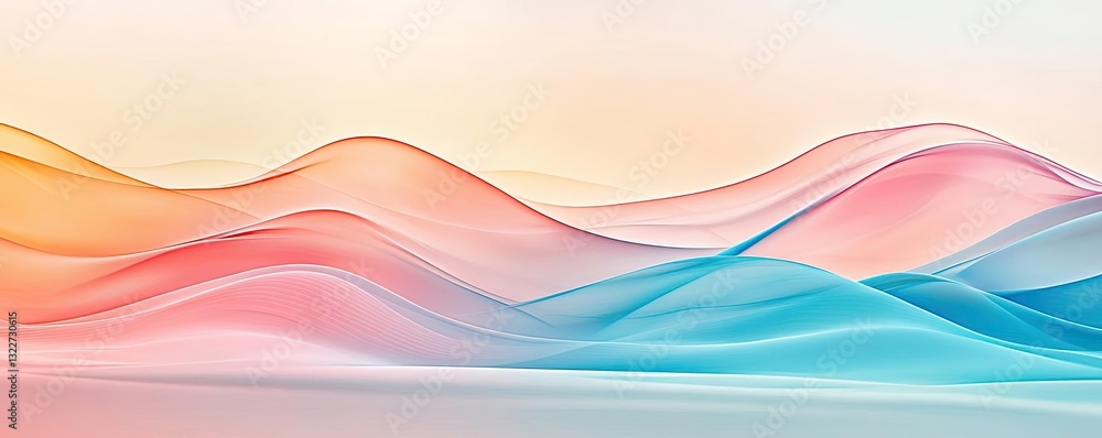 Poster abstract landscape background concept. elegant abstract waves in soft pastel colors creating a seren