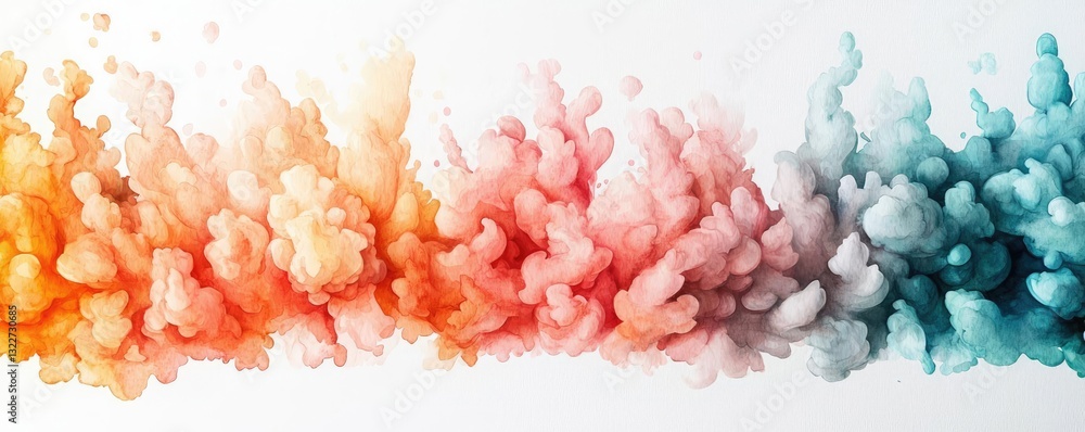 Poster digital watercolor painting abstract background idea. colorful smoke explosion creating a vibrant ar
