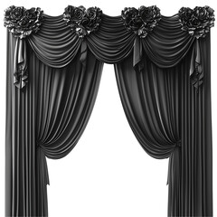 Black Luxury Stage Theatre Curtain Drapes Backdrop isolated on transparent background 