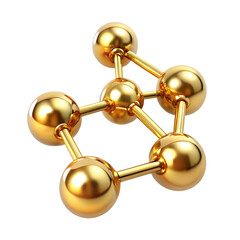 3D Golden Molecular Structure with Metallic Spheres