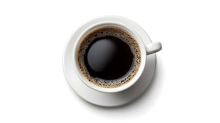 White cup of black coffee isolated on white
