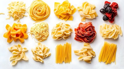 Variety of Pasta isolated on white background