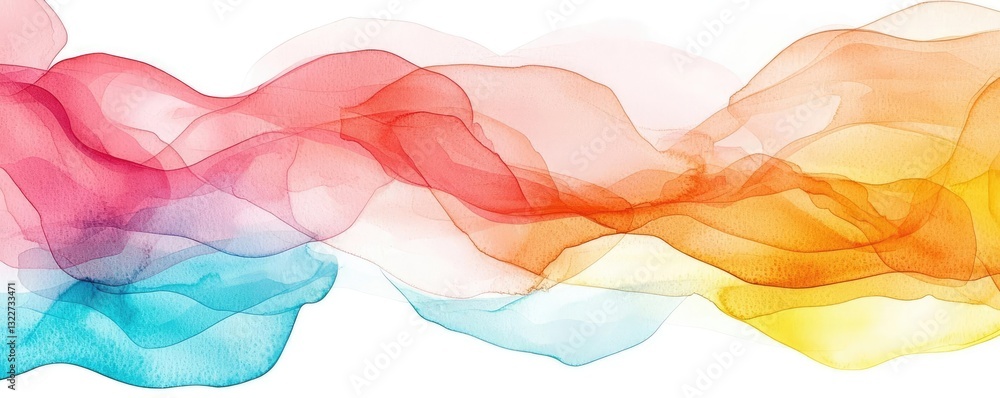 Poster digital watercolor painting abstract background idea. vibrant abstract waves in various colors creat