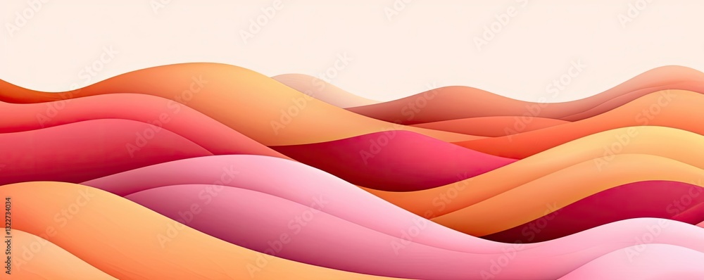 Poster abstract landscape background concept. colorful abstract waves in red and pink tones create a vibran