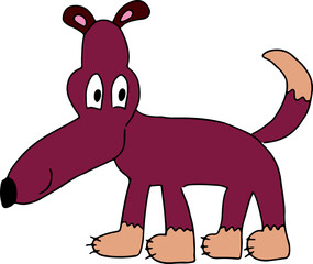 standing smiling funny brown dog with long muzzle and playful eyes looking at camera