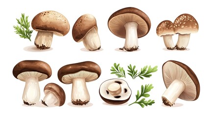 Shiitake Mushrooms Isolated on White Background