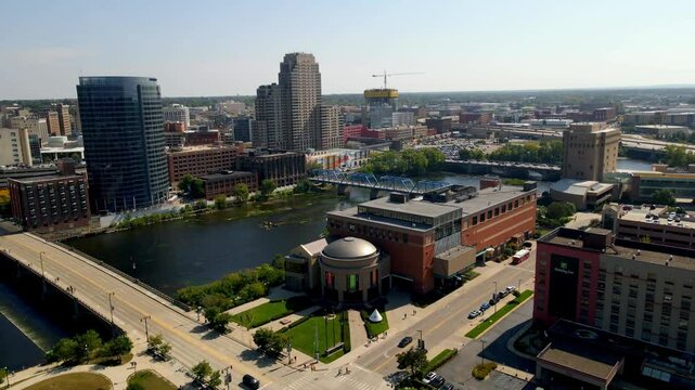 downtown grand rapids michigan drone