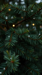 Christmas tree branches background, hyperrealism. with white shades